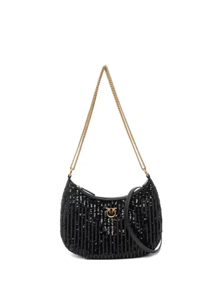 PINKO Torebki Kobieta ONE SIZE Half moon mini c pelle + paill czarny