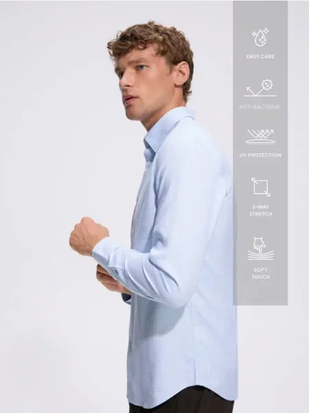 Reserved Сорочка slim з бамбуковим волокном блідо-блакитний блакитна