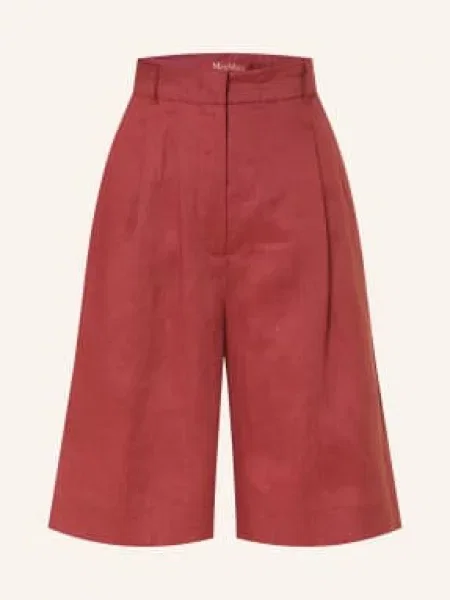 Lniane bermudy Max Mara Studio czerwone