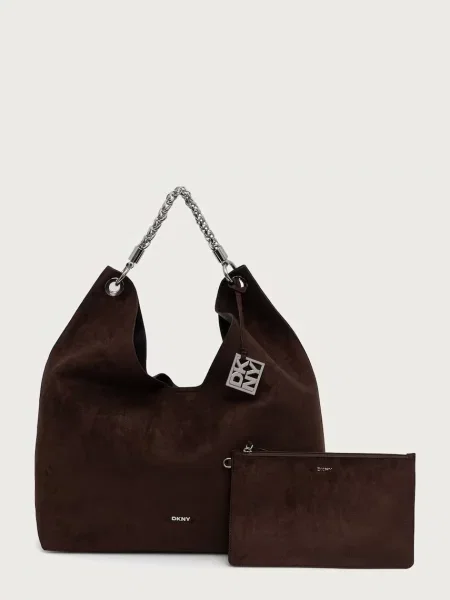 DKNY geantă shopper pentru femei cu imitație de piele întoarsă maro