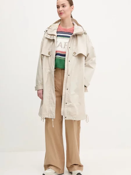 Napapijri spodnie M-Selva szerokie high waist beżowy