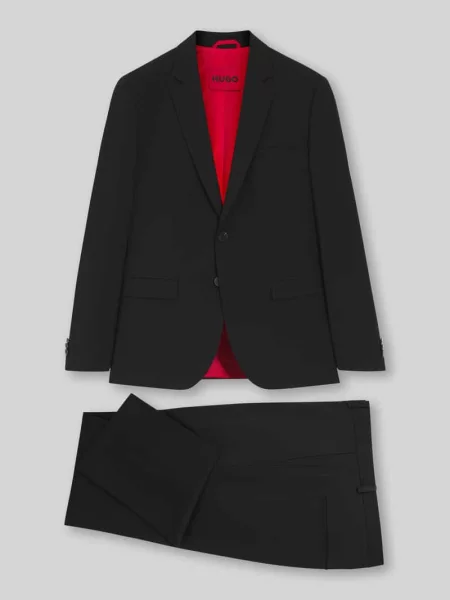 Garnitur o kroju super slim fit z mieszanki wełny model ARTI/HESTEN' Hugo czarny