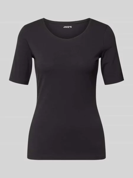 T-shirt o kroju slim fit z czystej bawełny Jake*s Casual czarna