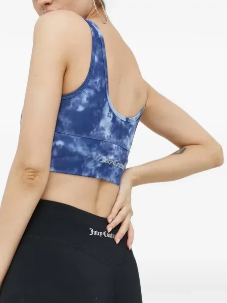 Спортен сутиен Juicy Couture с tie-dye ефект връзки синьо