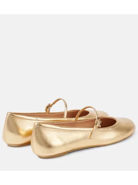 Balerini Gianvito Rossi din piele auriu