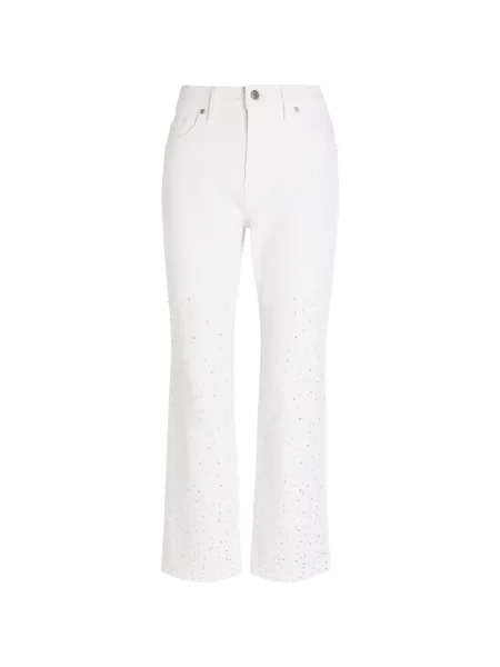 Jeansy Good American z perełkami białe