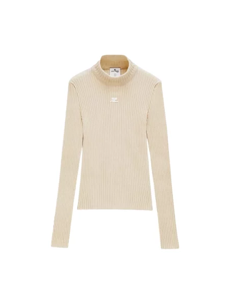Dzianinowy sweter Courreges beżowy