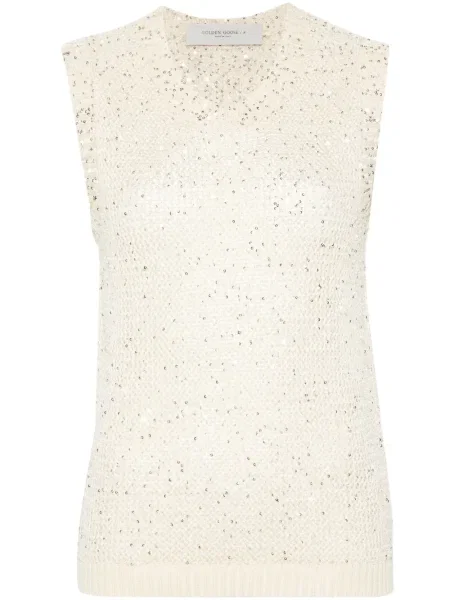 Top Golden Goose cu paiete tricotate auriu