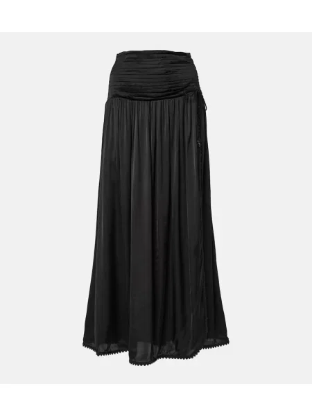 Fusta maxi Poupette St Barth din satin negru