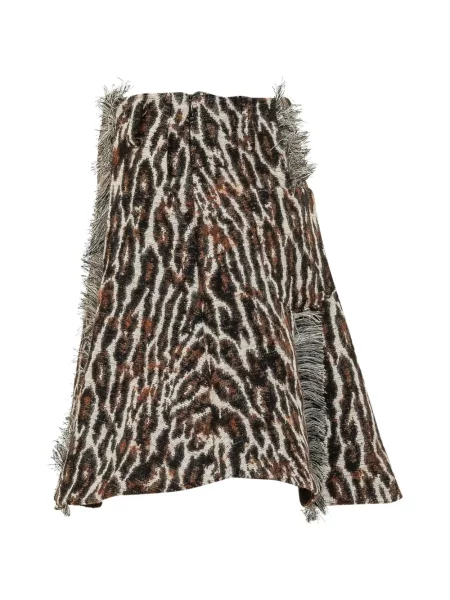 Fusta mini Ganni cu model leopard din jacard maro