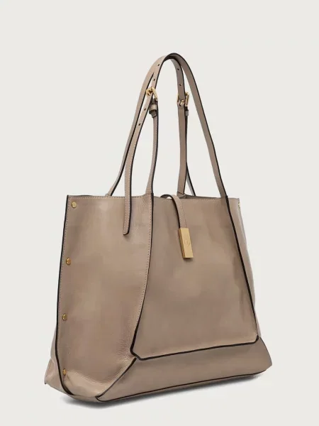 Geantă shopper Pollini din piele bej