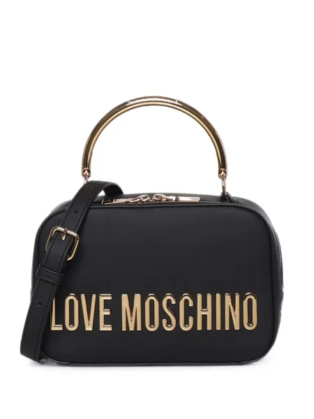 Geantă shopper Love Moschino cu autograf negru