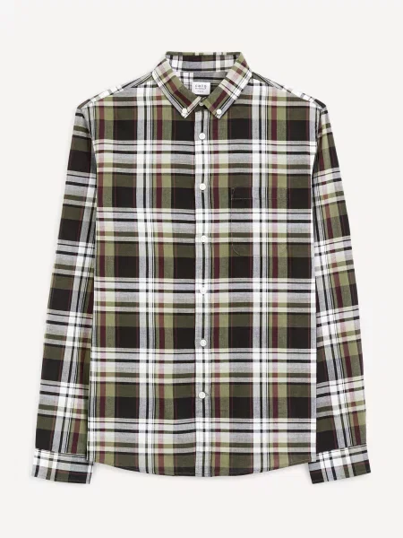 Karirasta srajca Celio s karirastim vzorcem črna