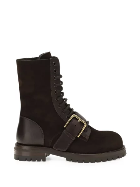 Botine Dolce & Gabbana cu șireturi din dantelă maro