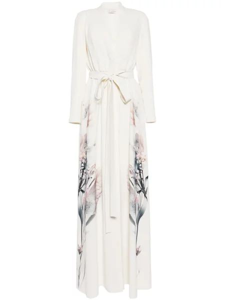 Rochie Saiid Kobeisy cu model floral cu imagine de costum alb