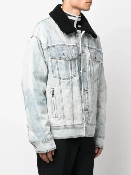Geacă de blugi Balmain cu broderie albastru