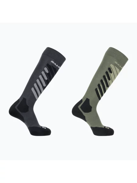 Скиорски чорапи Salomon S/Access anthracite/deep lichen green сиво