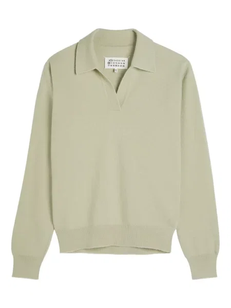 Top Maison Margiela tricotate cu decolteu în V verde