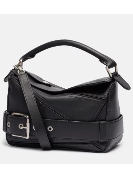 Geanta de piele Loewe din piele biker mini negru