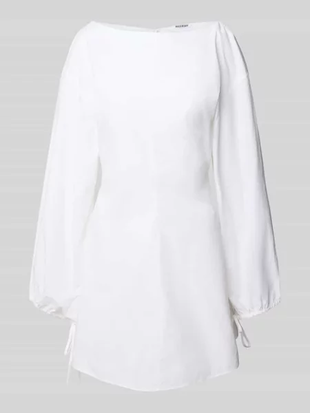 Sukienka mini z dekoltem w łódkę model ‘Nile’ Weekday biała