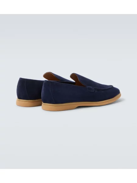 Pantofi loafer Eleventy din piele de căprioară albastru