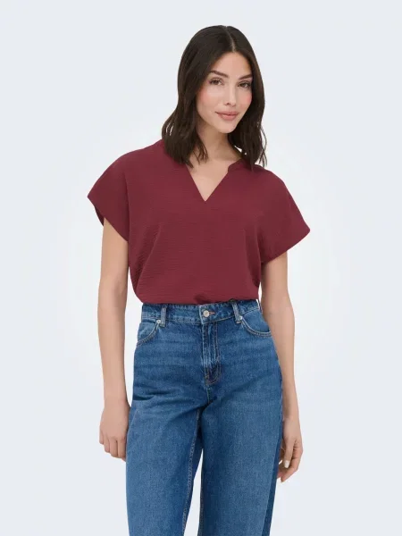 JDY Bluză JDYLION bordeaux roșu
