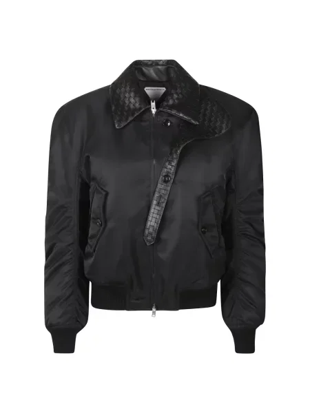 Satynowy kurtka bomber Bottega Veneta czarny