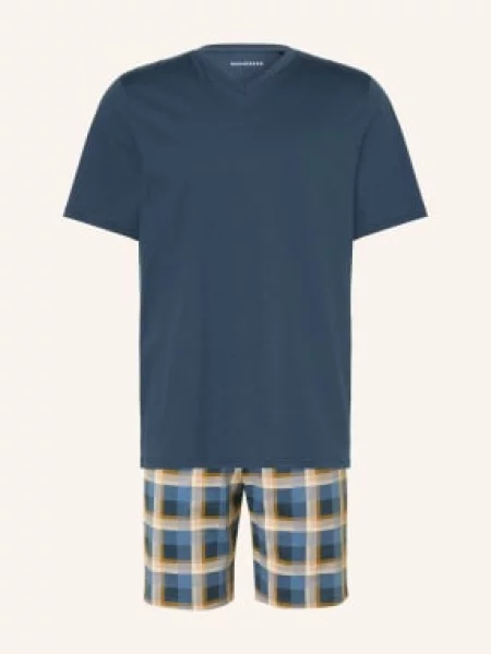Schiesser Piżama Typu Shorty Casual Essentials blau granatowa