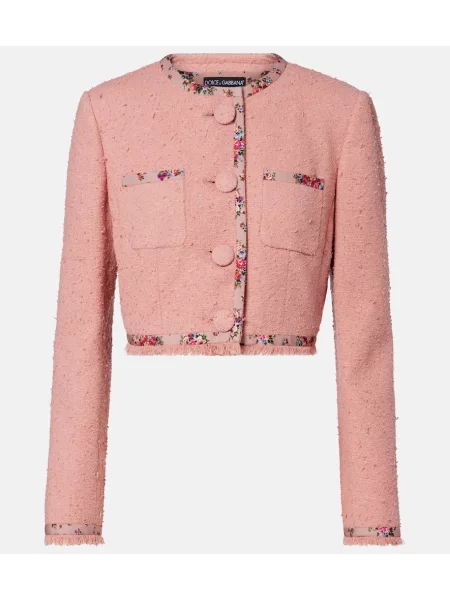 Cropp geacă Dolce&gabbana cu model floral din tweed roz