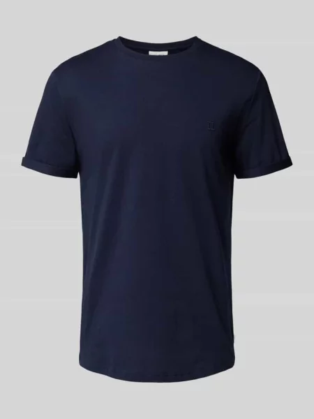 T-shirt z okrągłym dekoltem model ‘Norregaard’ Les Deux granatowa