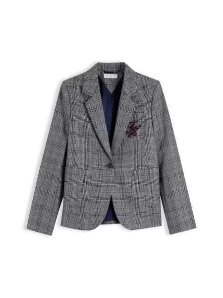 TOMMY HILFIGER Blejzer sivá / čierna biela
