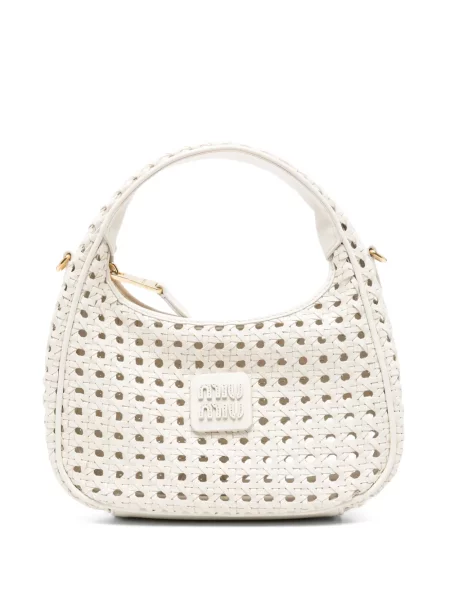 Geantă shopper Miu Miu alb
