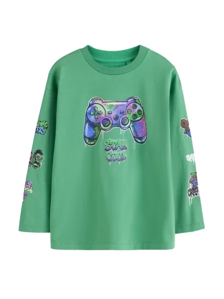 Next Tricou verde / lila / albastru violet alb
