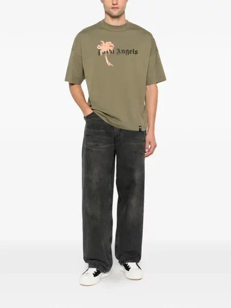 Tricou Palm Angels cu imagine verde