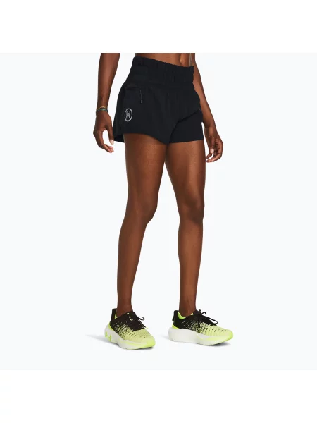 Under Armour Run Anywhere дамски къси панталони за бягане черно/черно/бяло бяло