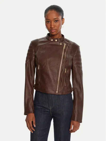 Guess Geacă din imitație de piele maro