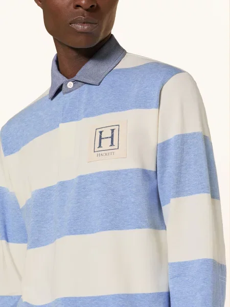 Hackett London Pletená Polokošile Z Kombinace Materiálů tmavě / režná modrá