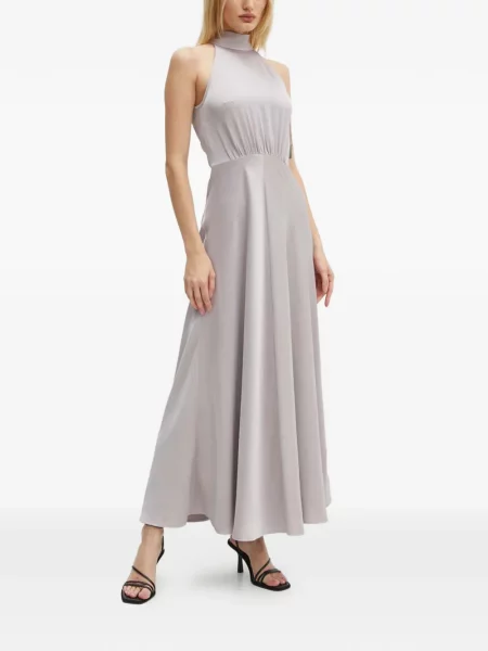 Rochie Samsøe Samsøe cu funde cu gât halter de costum gri