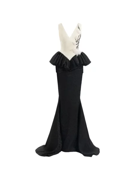 Sukienka maxi Gemy Maalouf z dekoltem w serek czarna