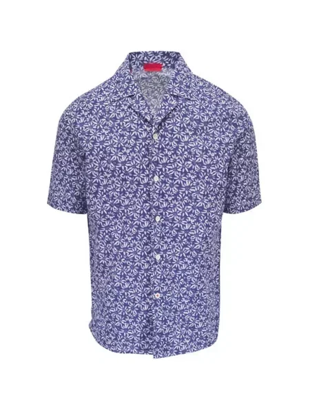 Květinová košile Isaia modrá