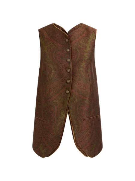 Vestă Etro de lână cu model paisley maro