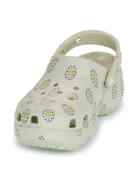 Virágos platform talpú klasszikus félcipő Crocs bézs