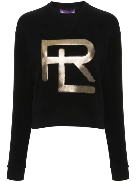 Hanorac crewneck Ralph Lauren Collection cu broderie negru
