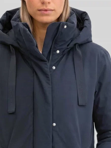 Parka o kroju relaxed fit z kołnierzem z kapturem Marc O'polo granatowa