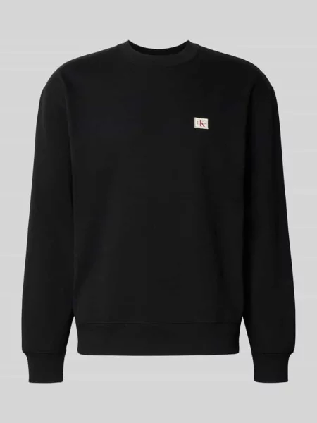 Bluza z detalem z logo i okrągłym dekoltem Calvin Klein Jeans czarna