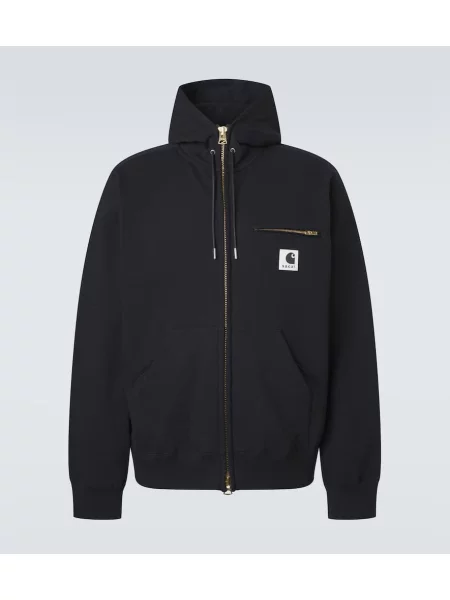 Hanorac cu glugă Sacai din jerseu negru