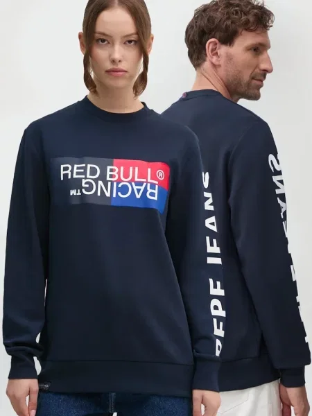 Dukserica Red Bull Racing x Pepe Jeans tamno plava s tiskom crvena
