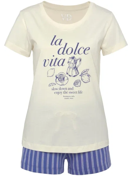 VIVANCE Pijama fildeş albastru
