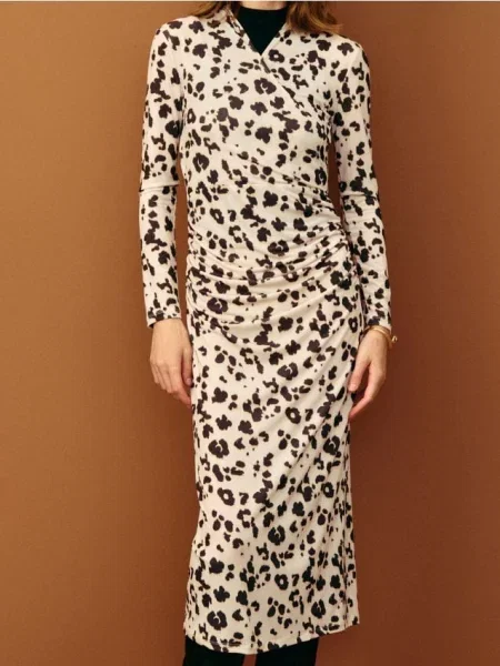 Сукня з леопардовим принтом і зборами різнобарвний
