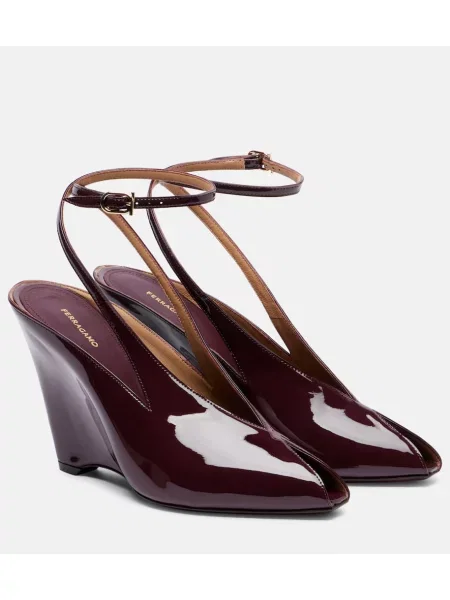 Sandale Ferragamo din piele de lac bordo